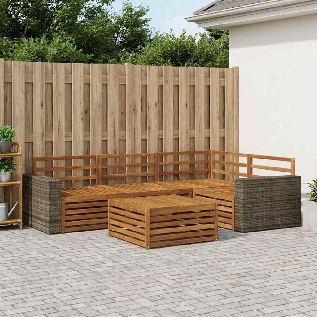 Udendørs sofagruppe 5 stk Naturfarvet 79 x 79 x 37 cm
