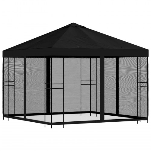 Havelæger med sidevægge 3 x 3 m Sort Polyester og Stål 190 gsm