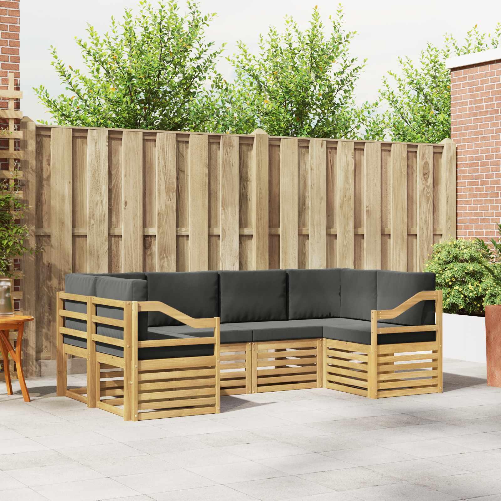 Sektionalsofa sæt 6 stk Hvid og antracit 245 x 126,5 x 73 cm