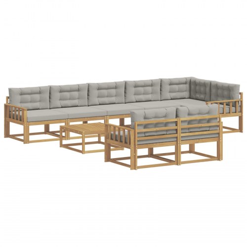 Udendørs sofagruppe 9 stk Hvid og lysegrå 79 x 79 x 37 cm