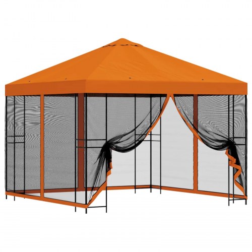 Havelæger med sidevægge 3 x 3 m Orange Polyester og Stål