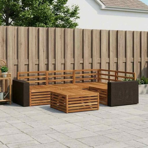 Udendørs sofagruppe 5 stk Naturfarvet 79 x 79 x 37 cm