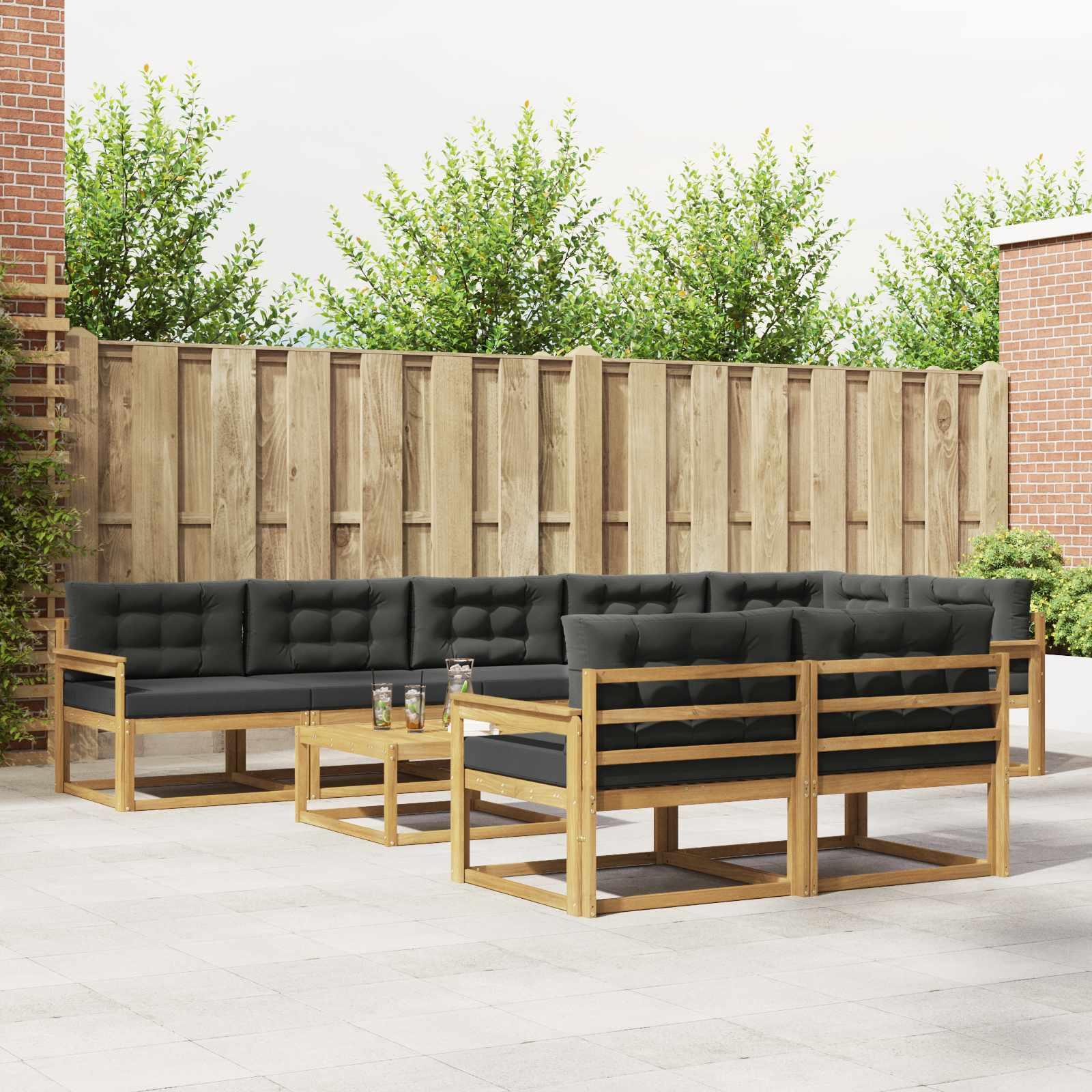 Udendørs sofagruppe 9 stk Hvid og antracit 79 x 79 x 37 cm