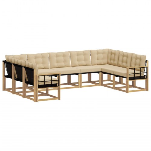 Udendørs sofagruppe med pude 9 stk Hvid og Beige
