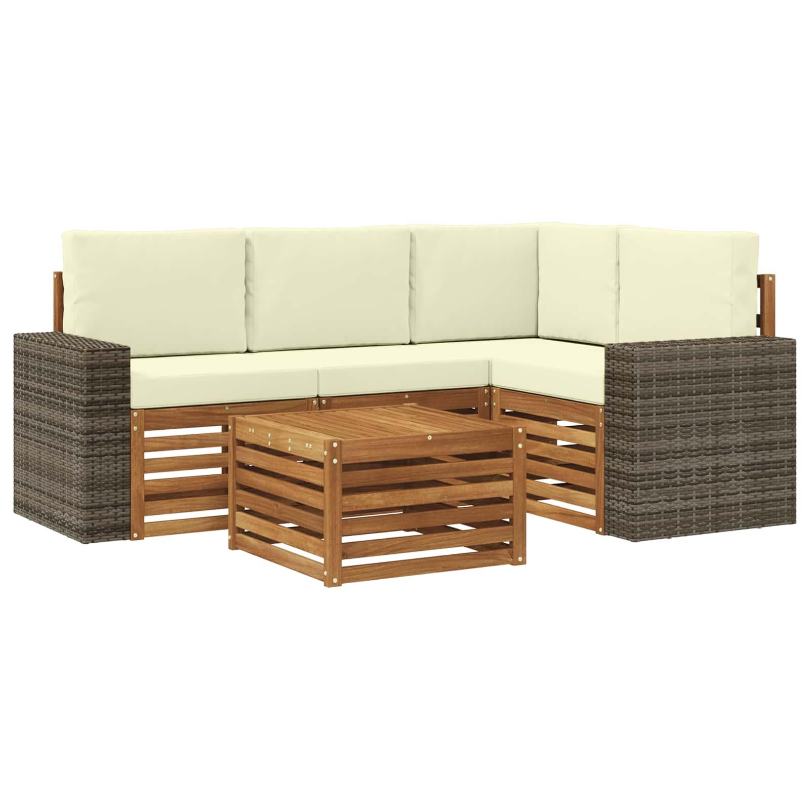 Udendørs sofagruppe 5 stk Naturlig og Fløde 59 x 59 x 37 cm