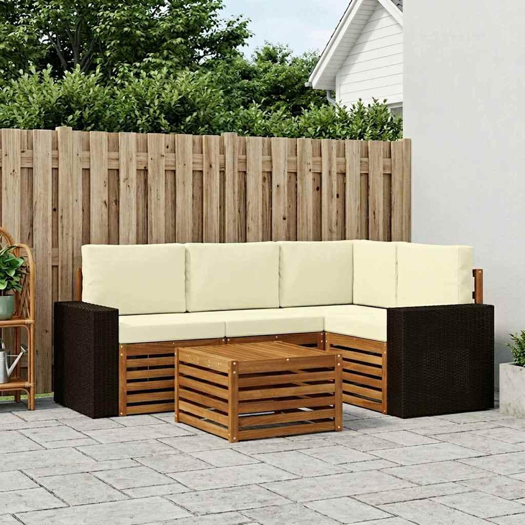 Udendørs sofagruppe 5 stk Naturlig og Fløde 59 x 59 x 37 cm