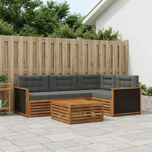 Udendørs sofagruppe 5 stk Naturlig og Antracit 79 x 79 x 37 cm