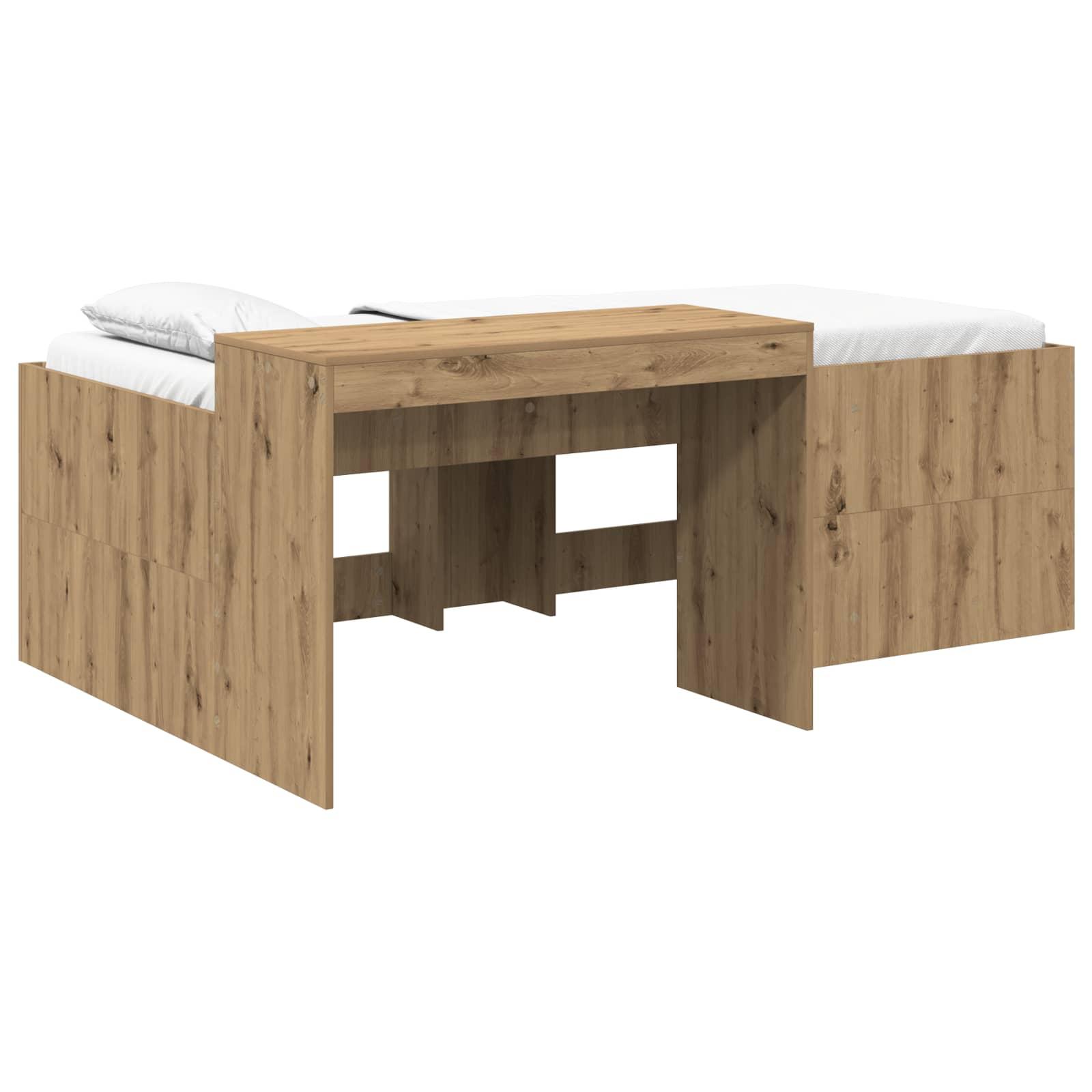 Børneseng med skrivebord Artisan-eg 80 x 200 cm Konstrueret træ