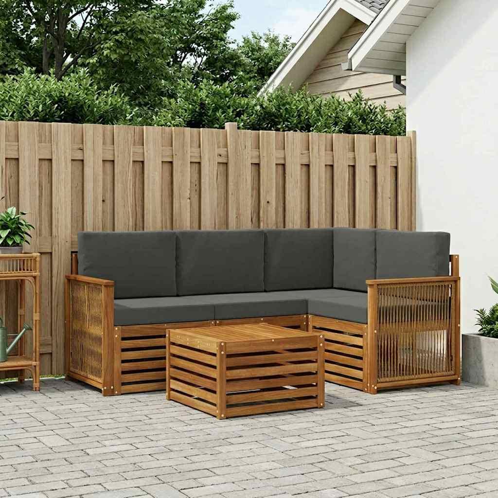 Udendørs sofagruppe 5 stk Naturlig og Antracit 59 x 59 x 37 cm