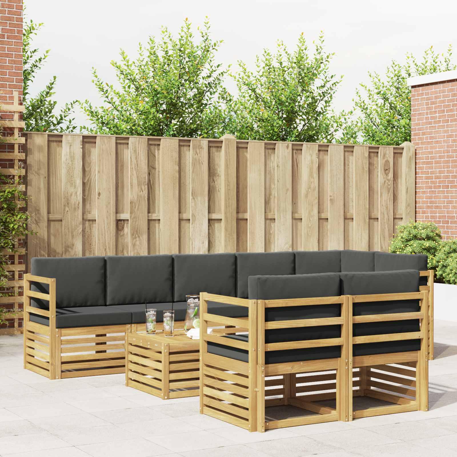 Udendørs sofagruppe 8 stk Hvid og antracit 59 x 59 x 37 cm