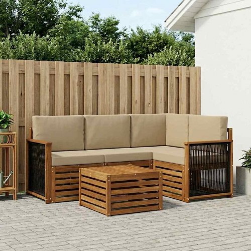 Udendørs sofagruppe 5 stk Naturlig og Beige 59 x 59 x 37 cm