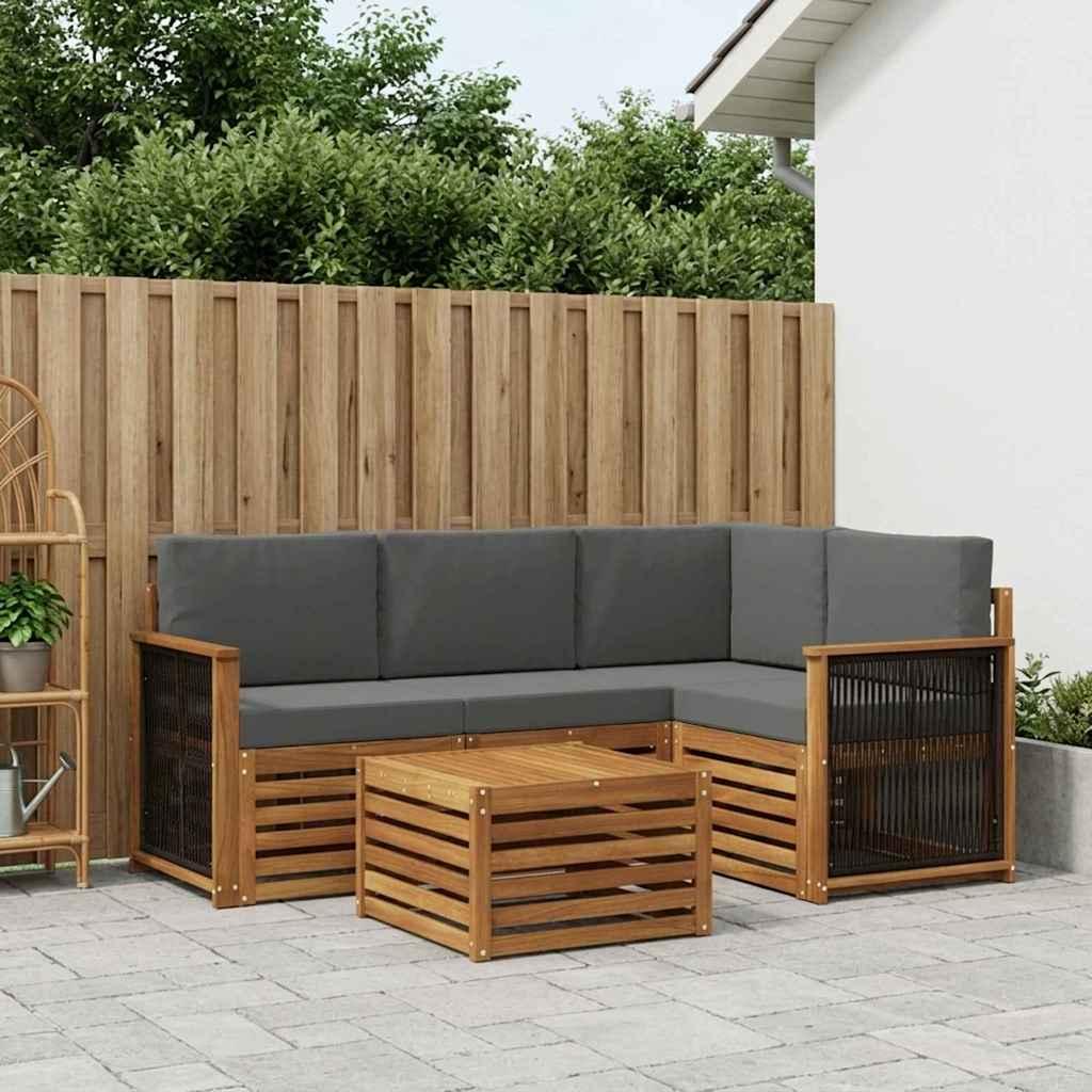 Udendørs sofagruppe 5 stk Naturlig og Antracit 59 x 59 x 37 cm