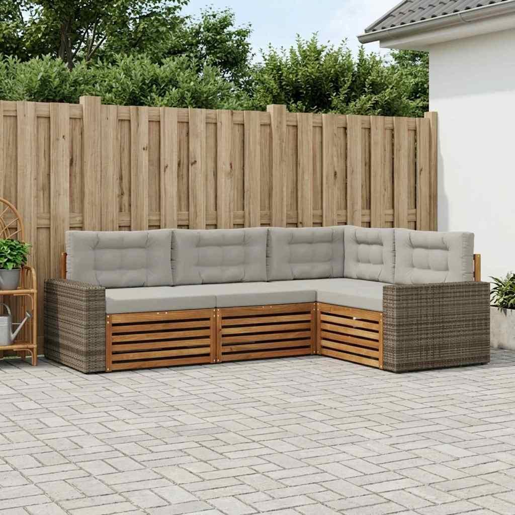 Udendørs sofagruppe 4 stk Naturfarvet og lysegrå