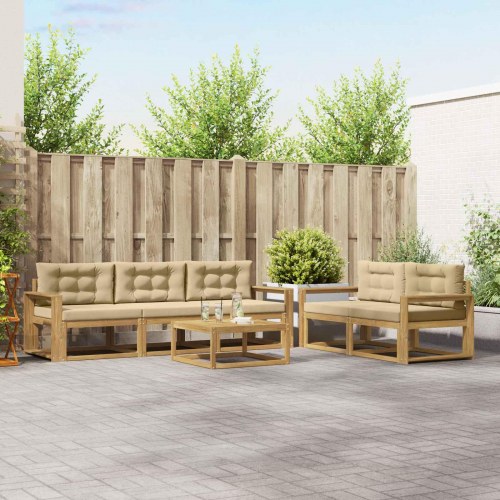 Udendørs sofagruppe med pude 6 stk Hvid og Beige