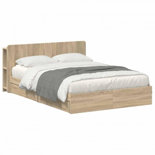 Sengestel med opbevaring Sonoma-eg 150 x 200 cm Konstrueret træ
