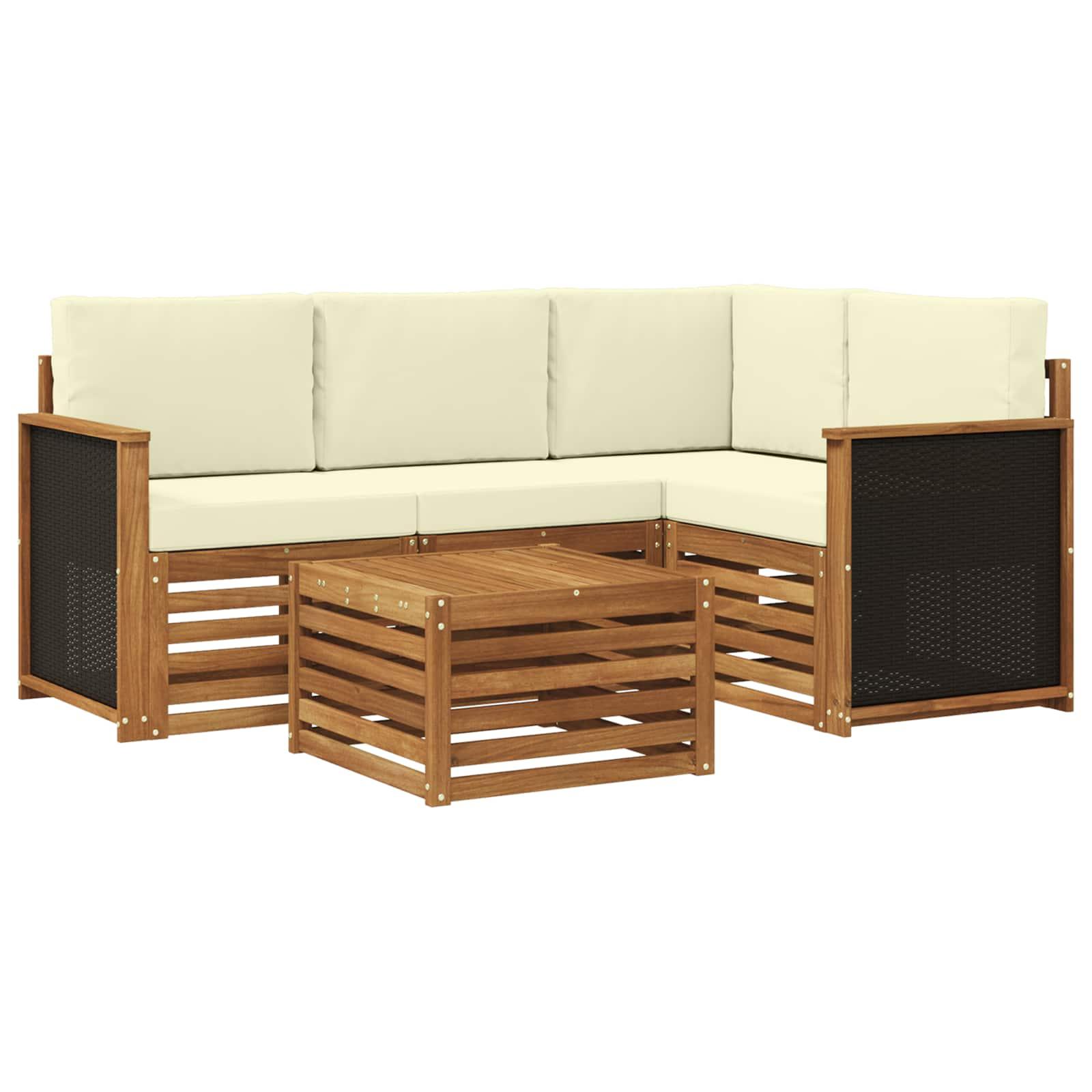 Udendørs sofagruppe 5 stk Naturlig og Fløde 59 x 59 x 37 cm