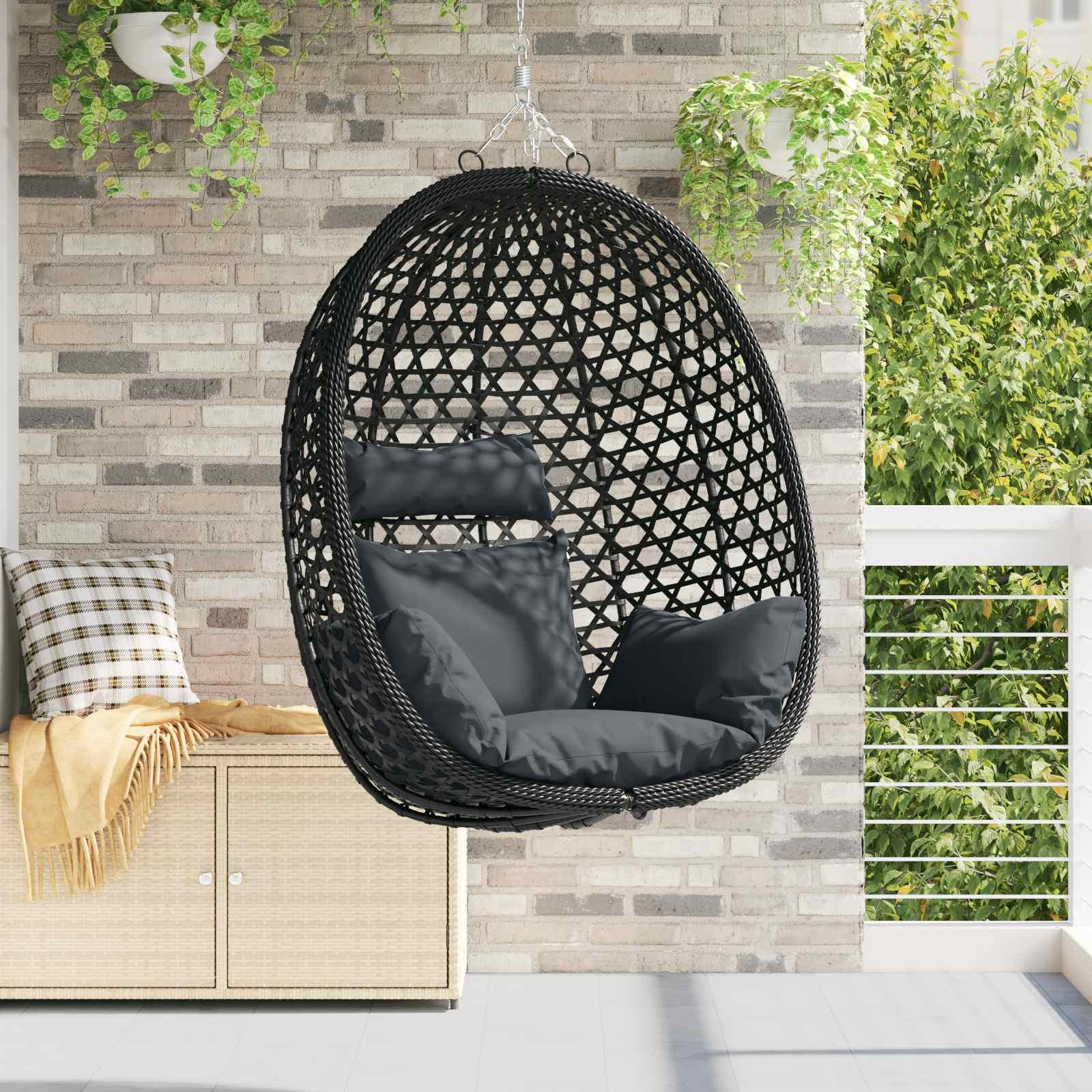 Hængestol uden stativ Anthracit og sort 92 x 57,5 x 110 cm