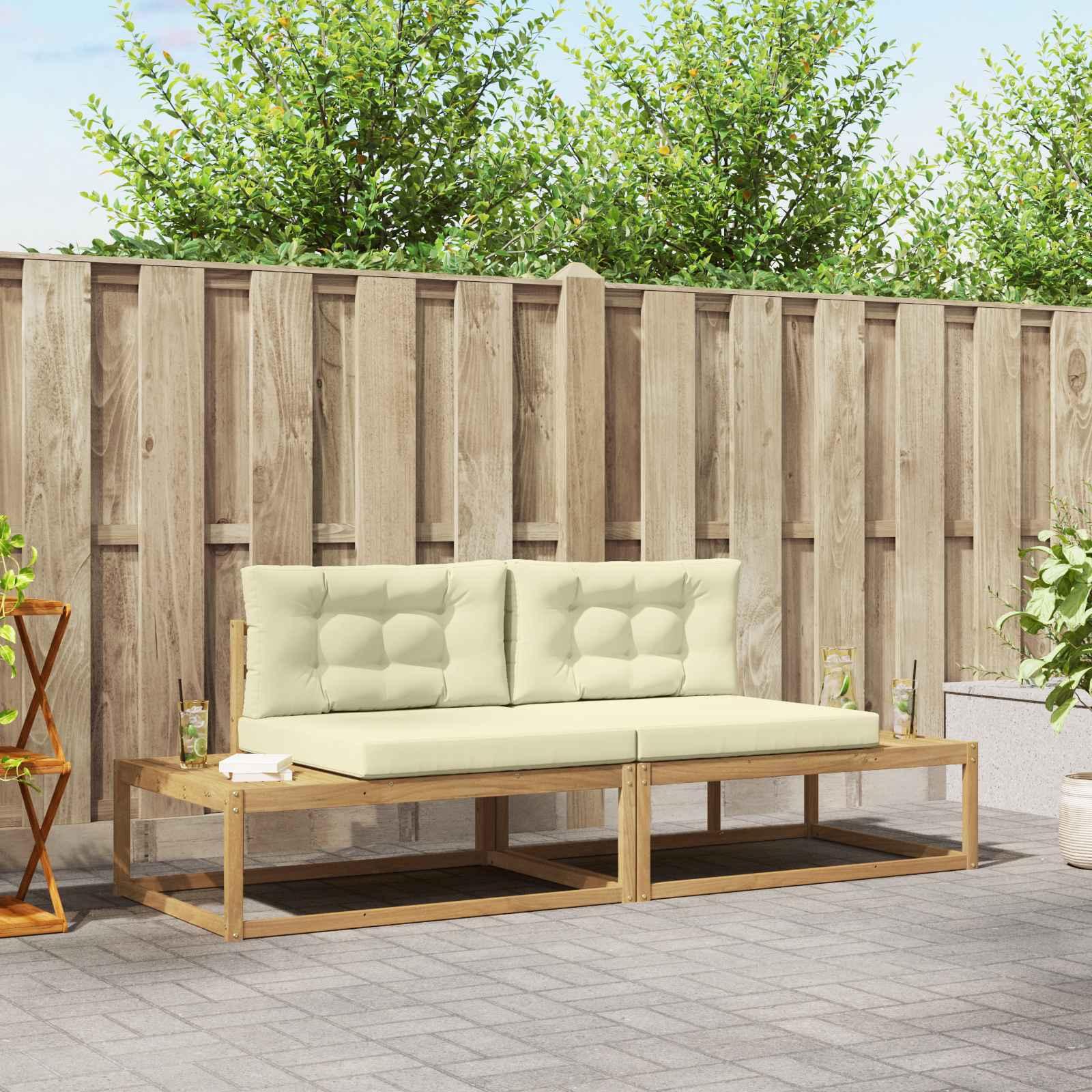 Udendørs sofagruppe med pude Hvid 230,5 x 83 x 73 cm Polyester
