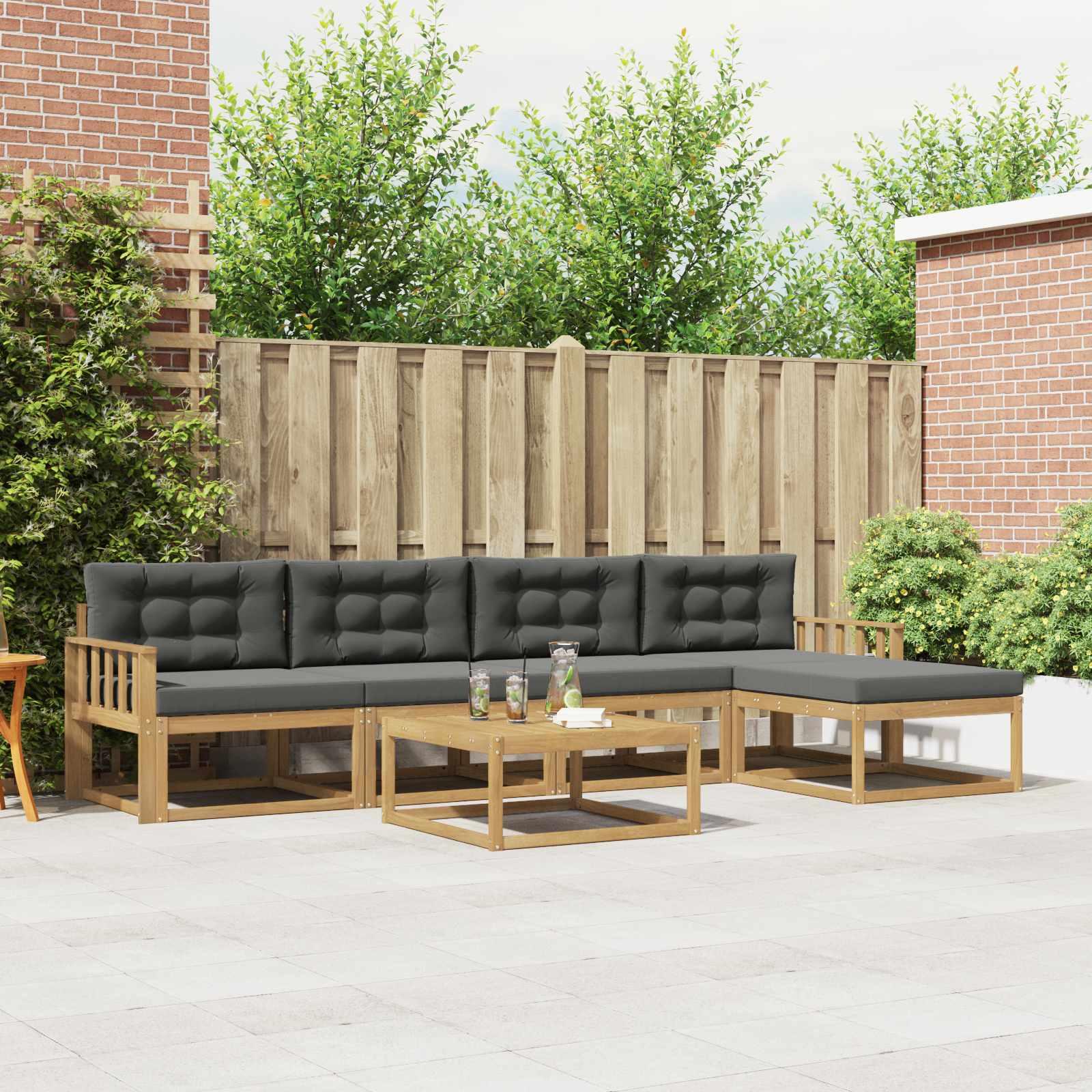 Udendørs sofagruppe 6 stk Hvid og antracit 79 x 79 x 37 cm