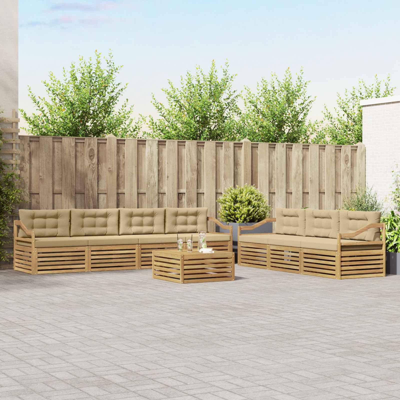 Udendørs sofagruppe 8 stk Hvid og Beige 79 x 79 x 37 cm