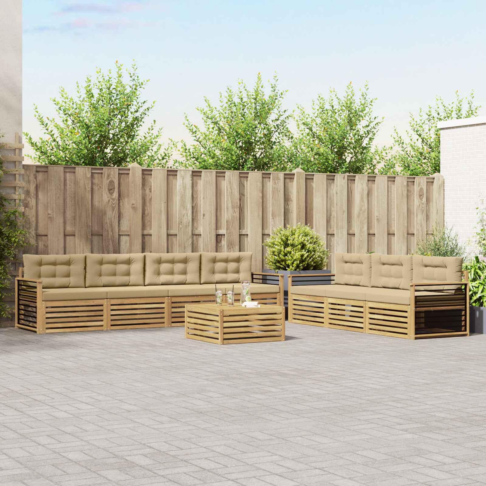 Udendørs sofagruppe 8 stk Hvid og Beige 79 x 79 x 37 cm