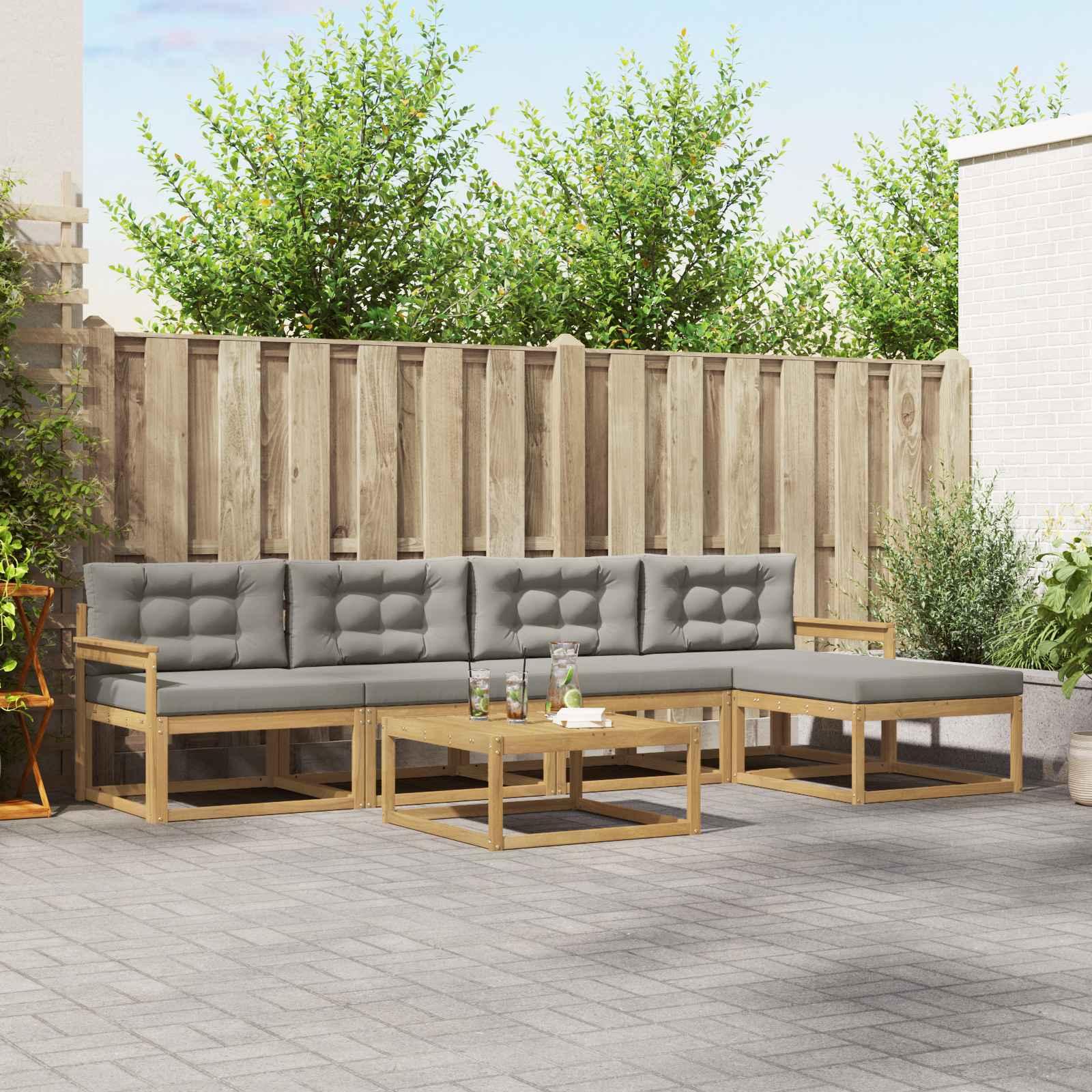 Udendørs sofagruppe 6 stk Hvid og lysegrå 79 x 79 x 37 cm