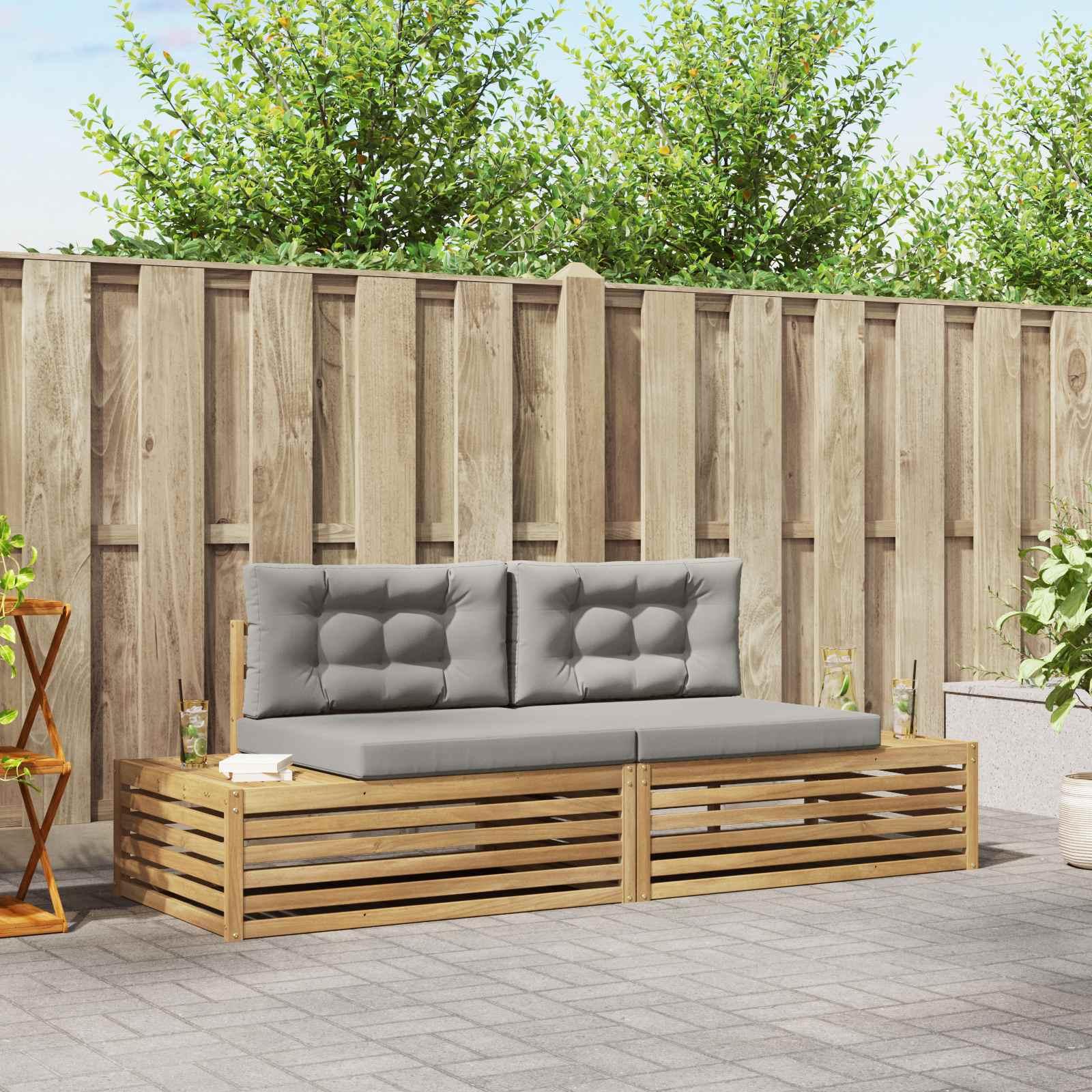 Udendørs sofagruppe med pude Hvid 230,5 x 83 x 73 cm Polyester