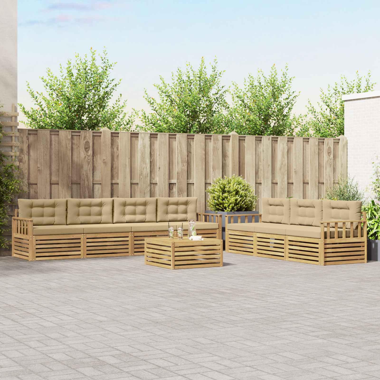 Udendørs sofagruppe 8 stk Hvid og Beige 79 x 79 x 37 cm