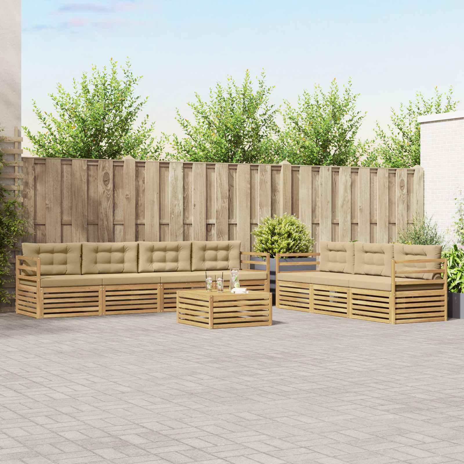 Udendørs sofagruppe 8 stk Hvid og Beige 79 x 79 x 37 cm