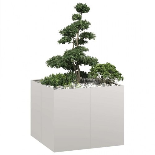 Plantekasse i rustfrit stål 100 x 100 x 80 cm - stor firkantet højbed/krukke