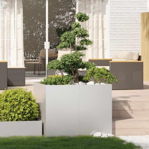 Plantekasse i rustfrit stål 100 x 100 x 80 cm - stor firkantet højbed/krukke