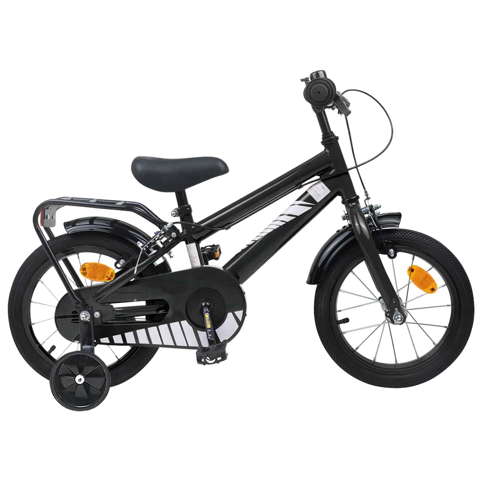 vidaXL Børnecykel 14 tommer anbefalet til 3-5 år gammel Sort