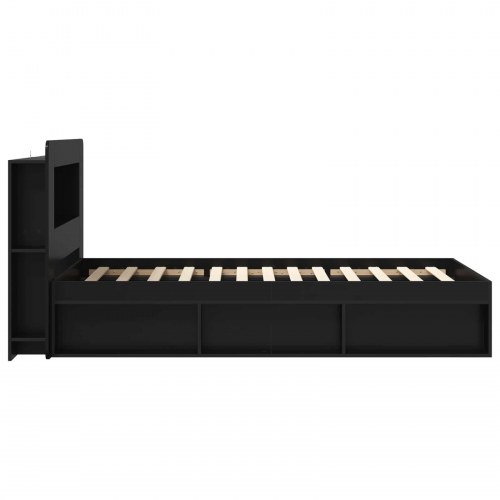 Sengestel med opbevaring - sort 90 x 190 cm