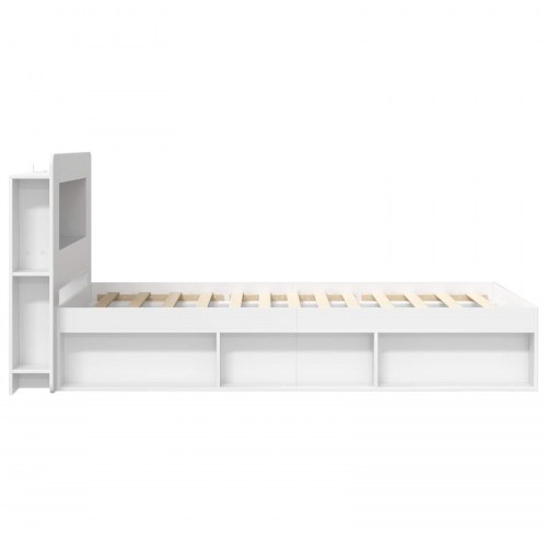 Sengestel med opbevaring - hvid, 75 x 190 cm, konstrueret træ