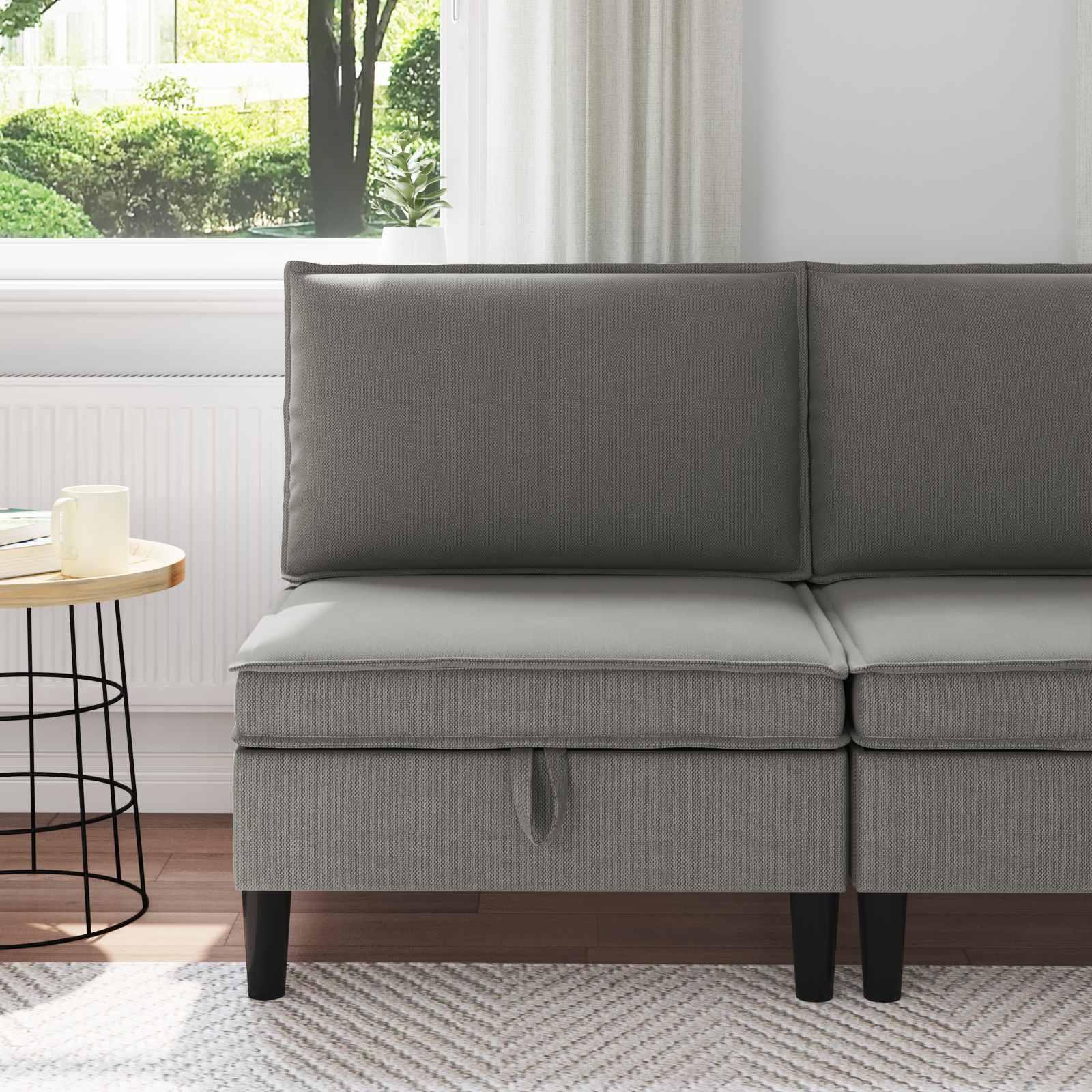 Mellem Sofa med Opbevaring Mørkegrå Fløjl