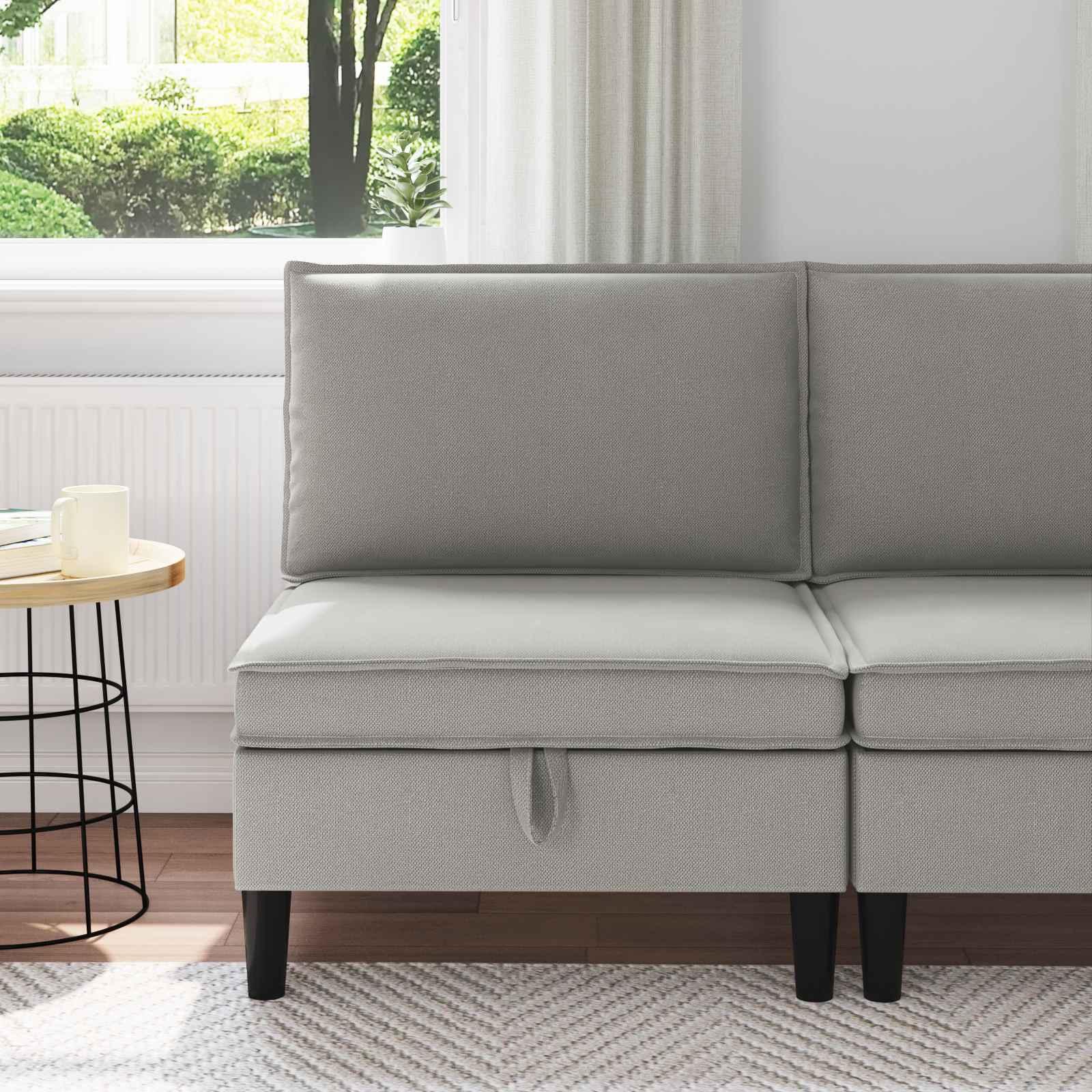 Mellem Sofa med Opbevaring Lysegrå Fløjl