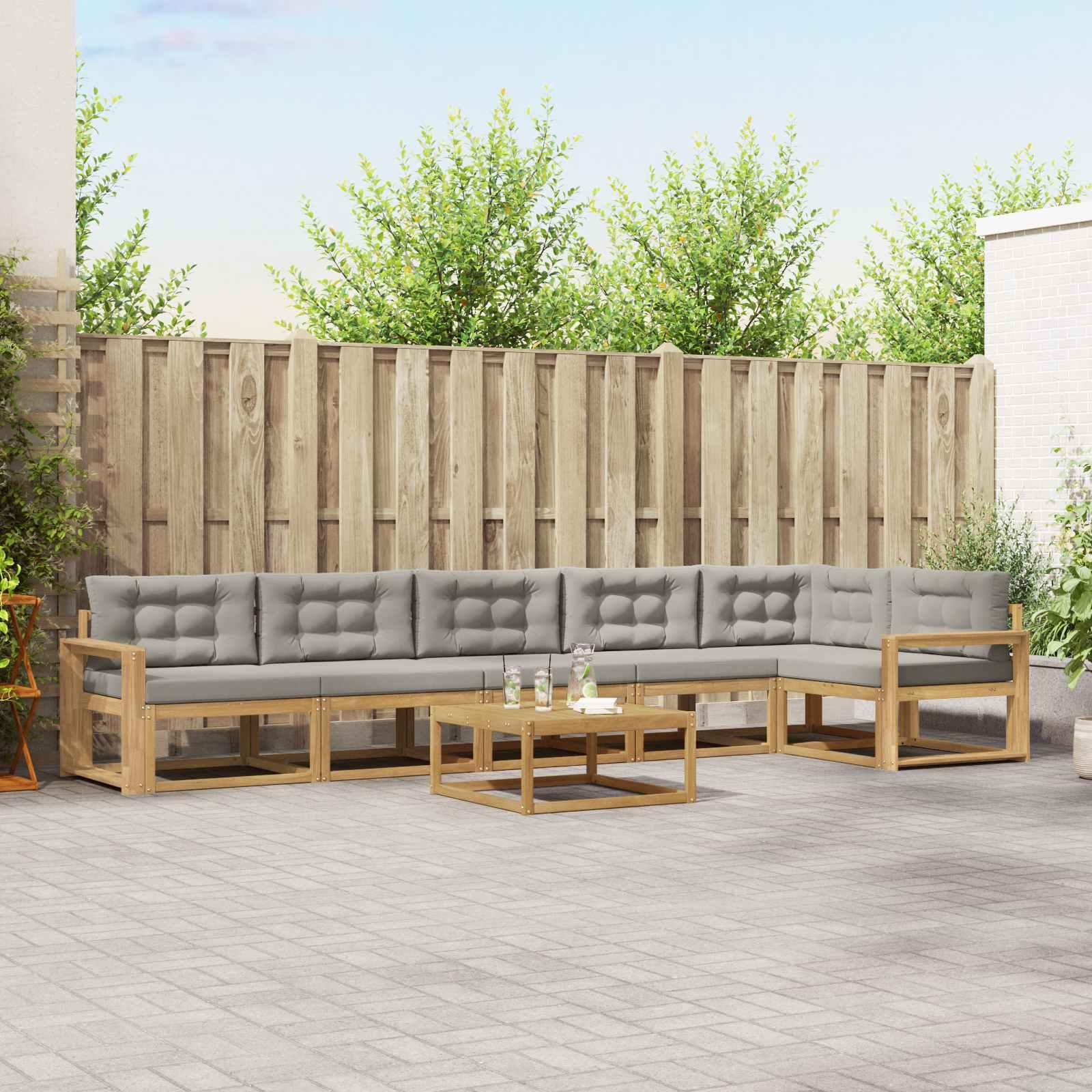 Udendørs sofagruppe 7 stk Hvid og lysegrå 79 x 79 x 37 cm
