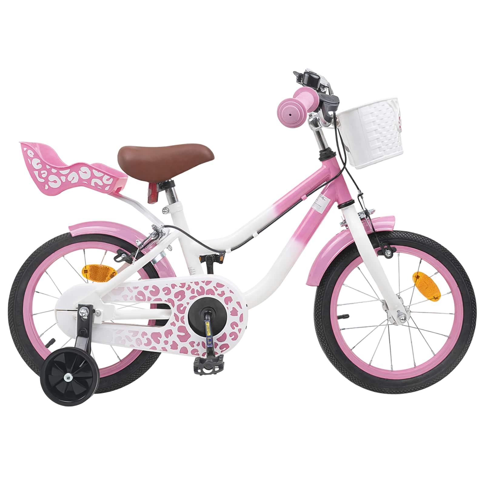 Børnecykel Med Trænehjul 16 tommer til 4-6 år gamle Lys pink