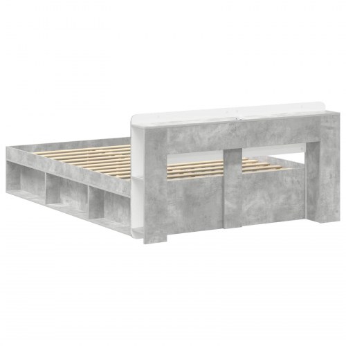 Sengestel med opbevaring 140 x 190 cm - betongrå