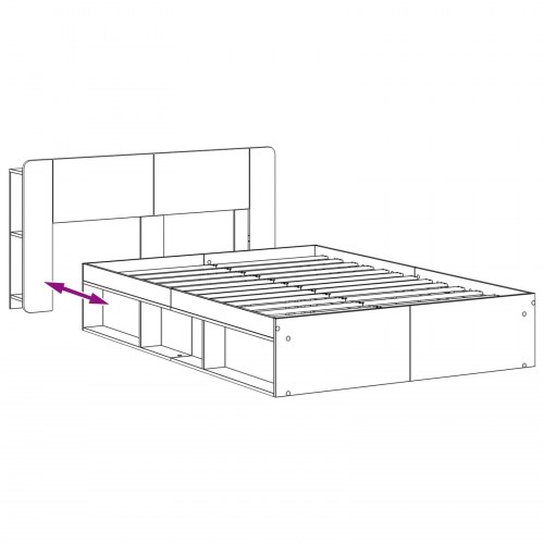 Sengestel med opbevaring 140 x 190 cm - betongrå