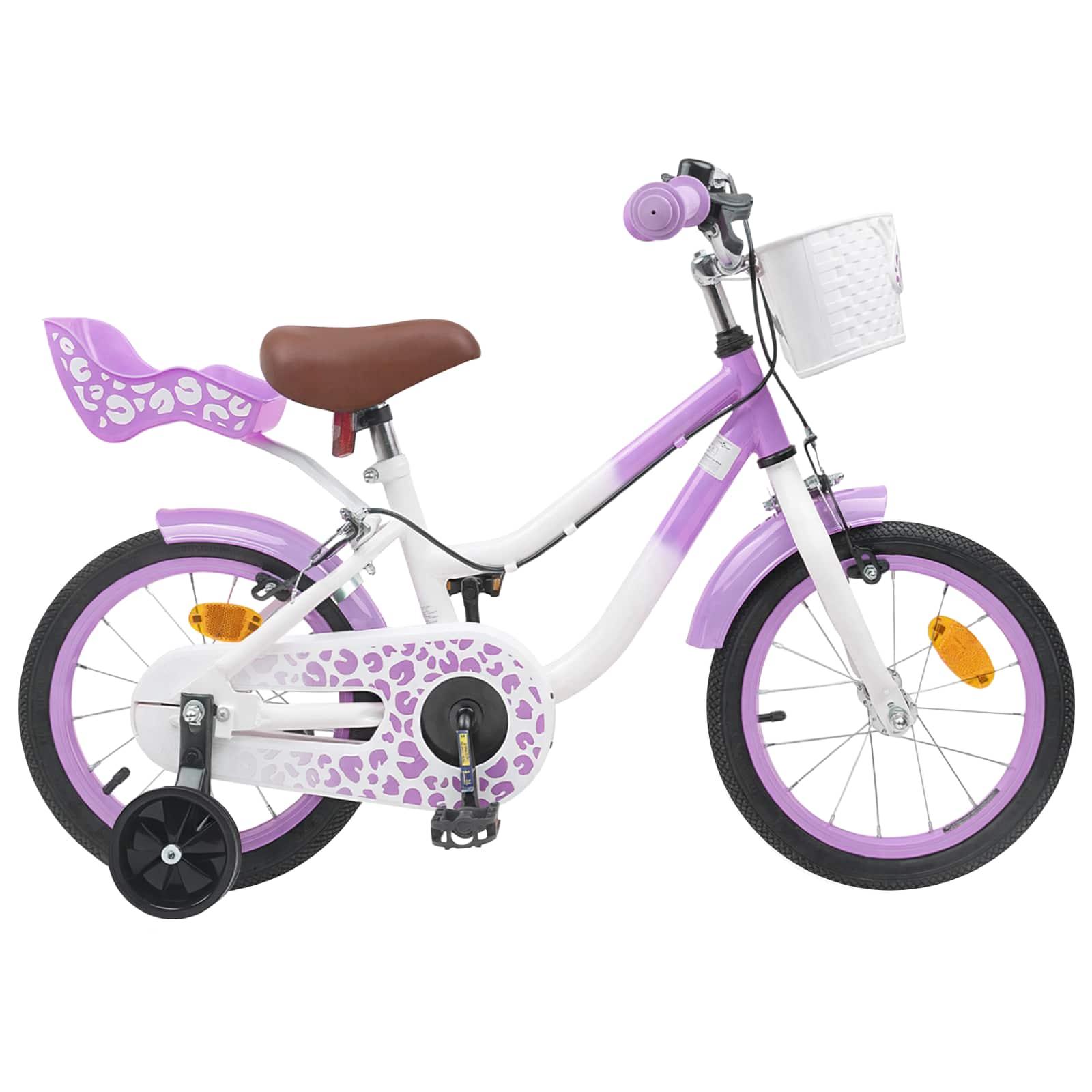 Børnecykel Med Trænehjul 16 tommer til 4-6 år gamle Lilla