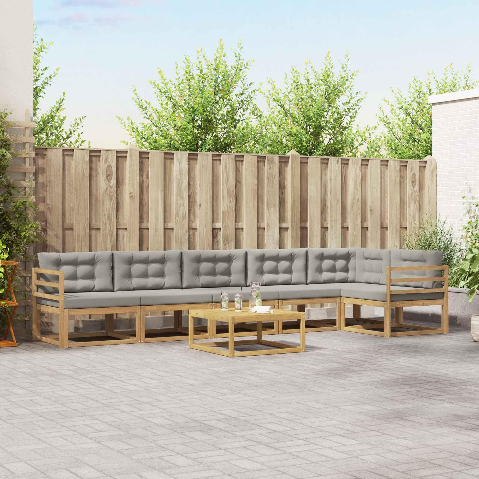Udendørs sofagruppe 7 stk Hvid og lysegrå 79 x 79 x 37 cm