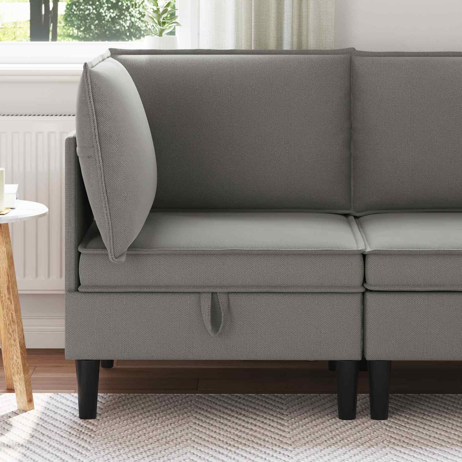 Hjørne Sofa med Opbevaring Mørkegrå Fløjl