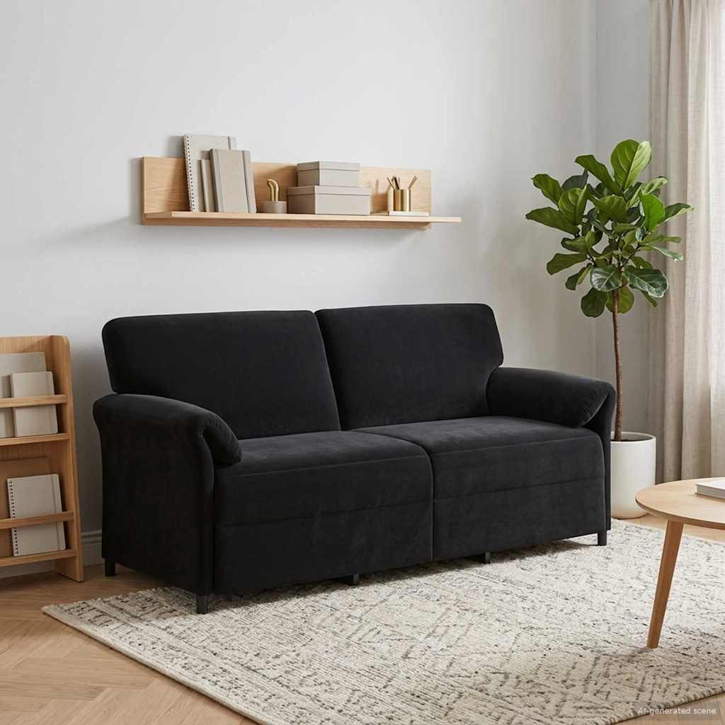 3-personers sofa Sort 198 x 83 x 95 cm Fløjl