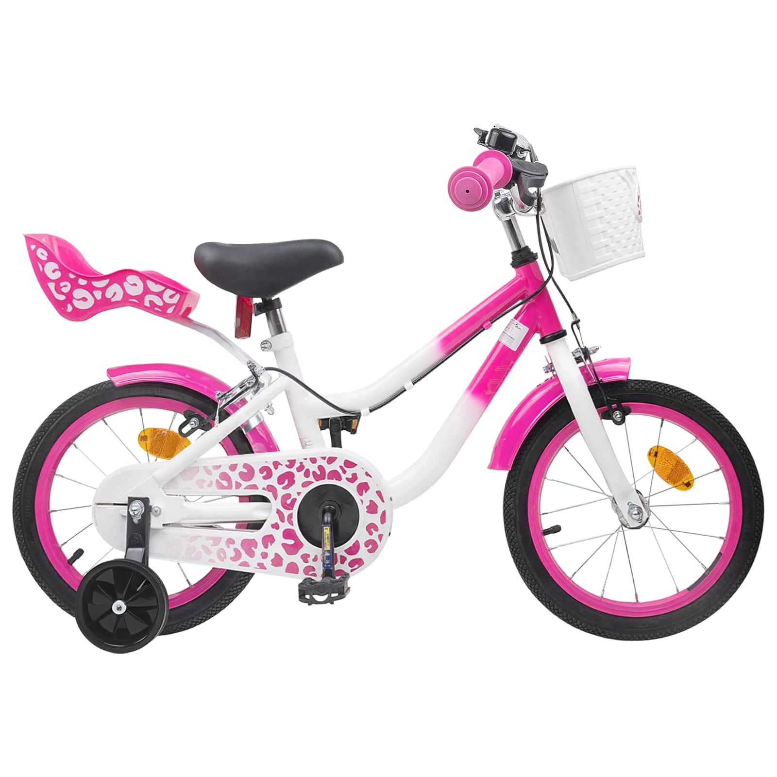 vidaXL Børnecykel 14 tommer anbefalet til 3-5 år gammel Lyserød
