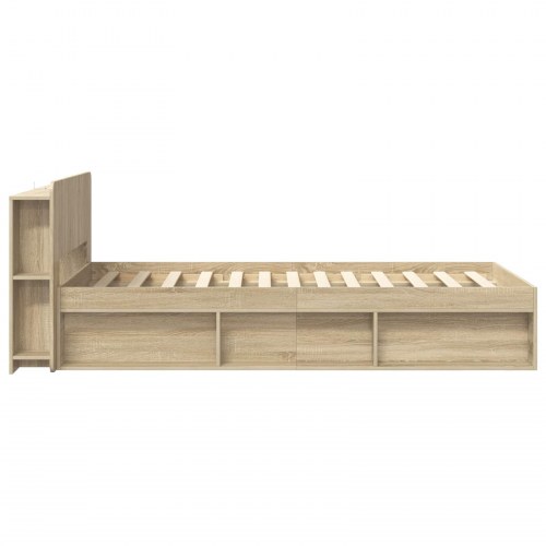 Sengestel med opbevaring - sonoma-eg, 75 x 190 cm