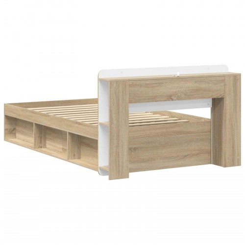 Sengestel med opbevaring - sonoma-eg, 75 x 190 cm