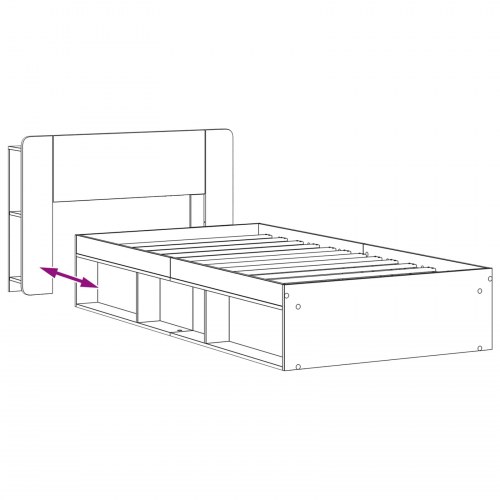 Sengestel med opbevaring - sonoma-eg, 75 x 190 cm