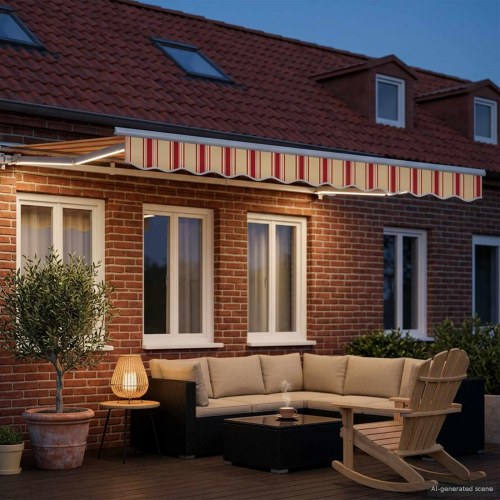 Manuel markise-ramme med LED-lys Gul, Orange og Hvid 3 x 2,5 m