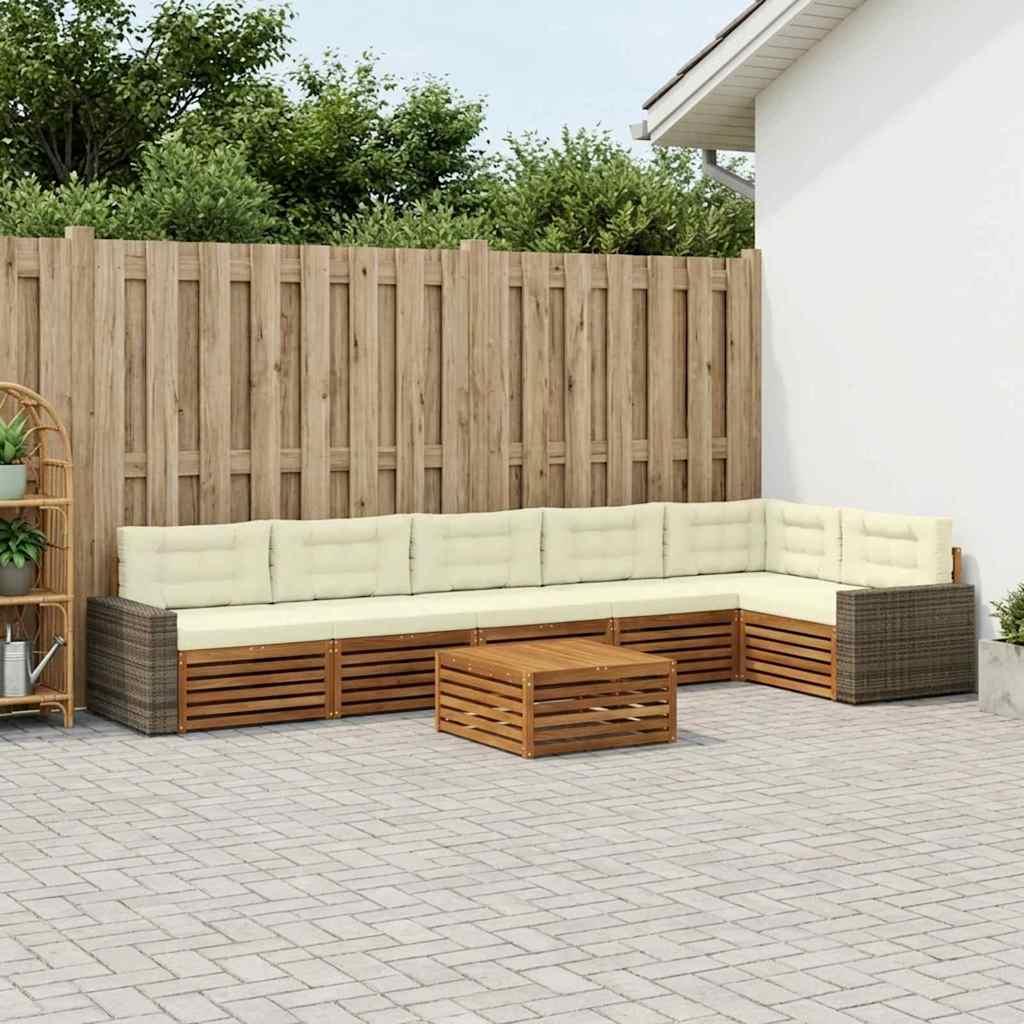Udendørs sofagruppe 7 stk Naturlig og Fløde 79 x 79 x 37 cm